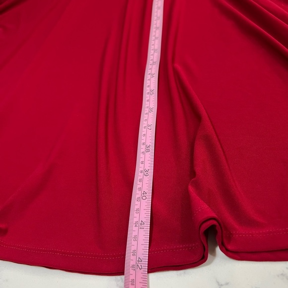 NorthStyle Red Wrap Midi Dress with Pleated V-Neck - Picture 7 of 9